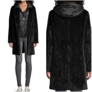 Jane Post $995 Alpaca Wool Mock Neck Double Layer Coat Black Women’s S NEW